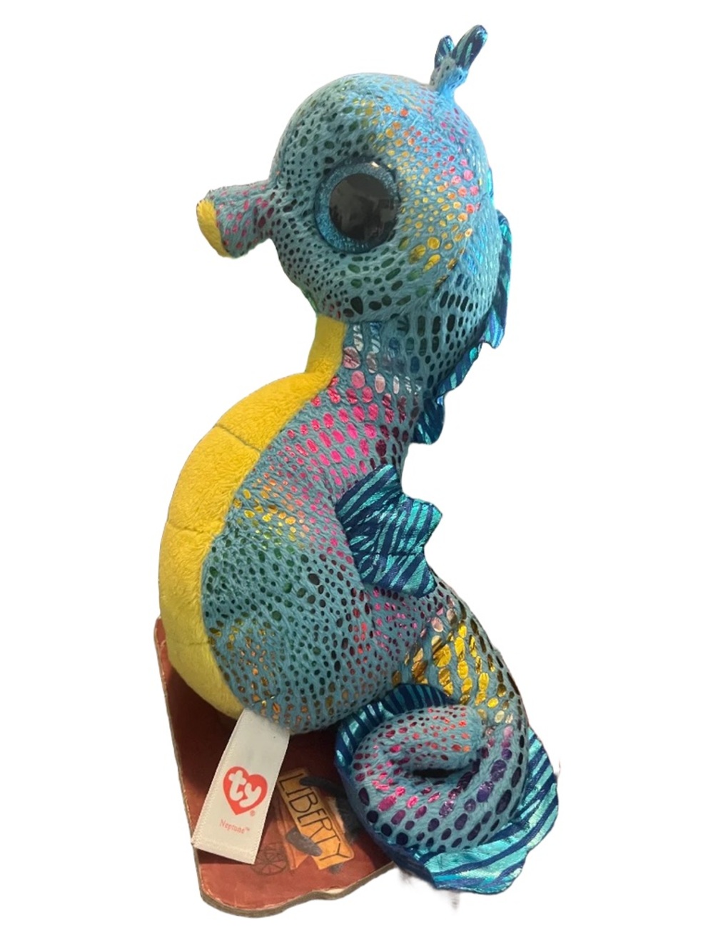 Ty Colorful Seahorse Plush - Blue, Yellow & Pink Accents